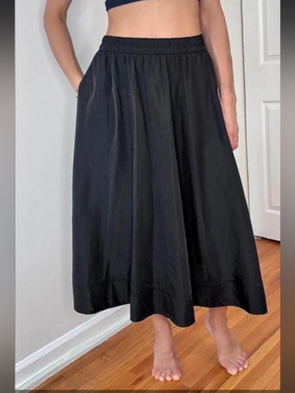 Zara Black Midi Skirt Size XS NWT